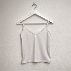 Basic White V-Neckline Cami Crop Top M